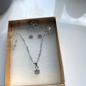 Costume Rhinestone Stud Earrings & Pendant Necklace